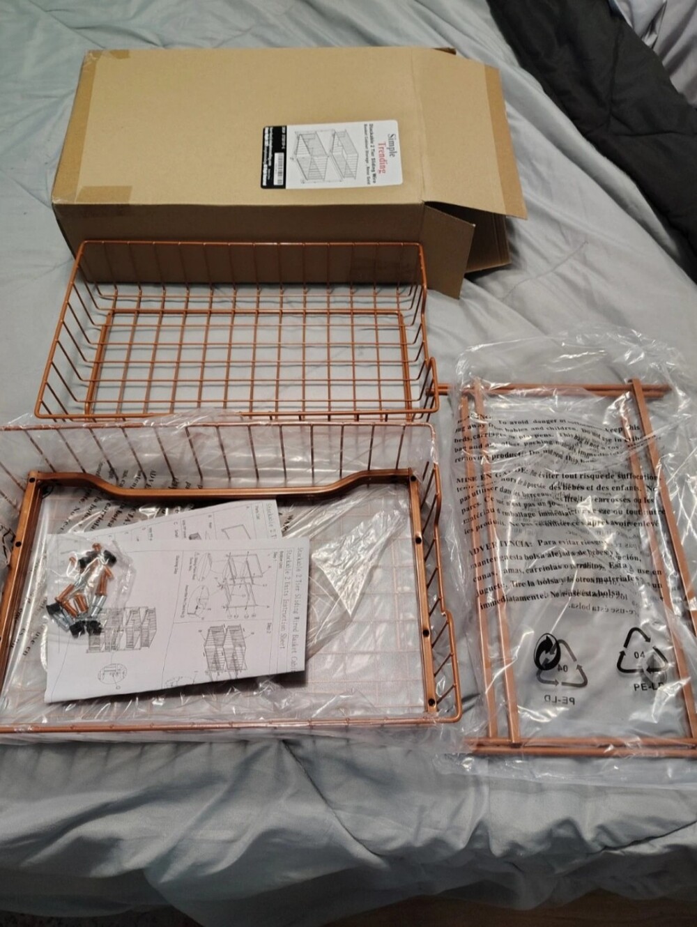 2-Tier Sliding Metal Wire Undersink & Cabinet Organizer- Rose Gold
